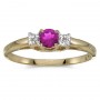 10k Yellow Gold Round Pink Topaz And Diamond Ring