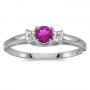 10k White Gold Round Pink Topaz And Diamond Ring