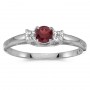 14k White Gold Round Garnet And Diamond Ring