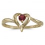 10k Yellow Gold Round Garnet Heart Ring