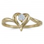 10k Yellow Gold Round Aquamarine Heart Ring