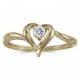 10k Yellow Gold Round White Topaz Heart Ring