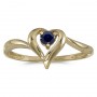 10k Yellow Gold Round Sapphire Heart Ring