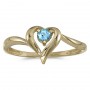 10k Yellow Gold Round Blue Topaz Heart Ring