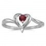 10k White Gold Round Garnet Heart Ring