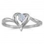 10k White Gold Round Aquamarine Heart Ring