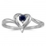 10k White Gold Round Sapphire Heart Ring