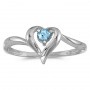 10k White Gold Round Blue Topaz Heart Ring