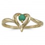 14k Yellow Gold Round Emerald Heart Ring