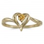 14k Yellow Gold Round Citrine Heart Ring