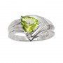 14K White Gold 7mm Trillion Peridot Wide Shank Ring