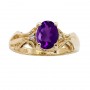 14K Yellow Gold 8x6 Oval Amethyst and Diamond Ring