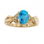 14K Yellow Gold 8x6 Oval Blue Topaz and Diamond Ring