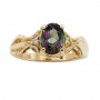 14K Yellow Gold 8x6 Oval Mystic Topaz and Diamond Ring