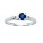 14K White Gold Round Sapphire and Diamond Ring