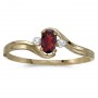 10k Yellow Gold Oval Garnet And Diamond Ring