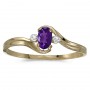 10k Yellow Gold Oval Amethyst And Diamond Ring