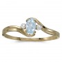 10k Yellow Gold Oval Aquamarine And Diamond Ring