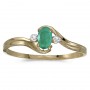 10k Yellow Gold Oval Emerald And Diamond Ring