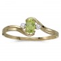 10k Yellow Gold Oval Peridot And Diamond Ring