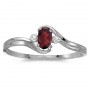 10k White Gold Oval Garnet And Diamond Ring