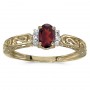 10k Yellow Gold Oval Garnet And Diamond Ring