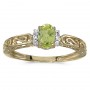 10k Yellow Gold Oval Peridot And Diamond Ring