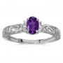 10k White Gold Oval Amethyst And Diamond Ring