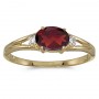 14k Yellow Gold Oval Garnet And Diamond Ring