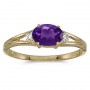 14k Yellow Gold Oval Amethyst And Diamond Ring