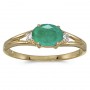 14k Yellow Gold Oval Emerald And Diamond Ring