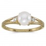 14k Yellow Gold Pearl And Diamond Ring