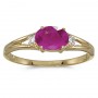 14k Yellow Gold Oval Ruby And Diamond Ring