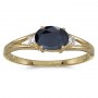 14k Yellow Gold Oval Sapphire And Diamond Ring