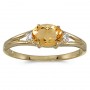 14k Yellow Gold Oval Citrine And Diamond Ring