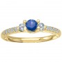 14K Yellow Gold Round Sapphire and Diamond Ring