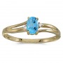 14k Yellow Gold Oval Blue Topaz And Diamond Ring