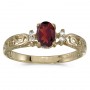 14k Yellow Gold Oval Garnet And Diamond Filagree Ring