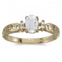 14k Yellow Gold Oval White Topaz And Diamond Filagree Ring