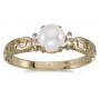 14k Yellow Gold Pearl And Diamond Filagree Ring