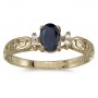 14k Yellow Gold Oval Sapphire And Diamond Filagree Ring