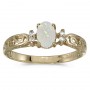 14k Yellow Gold Oval Opal And Diamond Filagree Ring