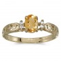 14k Yellow Gold Oval Citrine And Diamond Filagree Ring