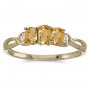 10k Yellow Gold Oval Citrine And Diamond Three Stone Ring