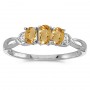 10k White Gold Oval Citrine And Diamond Three Stone Ring