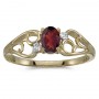 10k Yellow Gold Oval Garnet And Diamond Ring