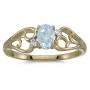 10k Yellow Gold Oval Aquamarine And Diamond Ring