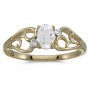 10k Yellow Gold Oval White Topaz And Diamond Ring