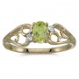 10k Yellow Gold Oval Peridot And Diamond Ring