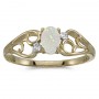 10k Yellow Gold Oval Opal And Diamond Ring